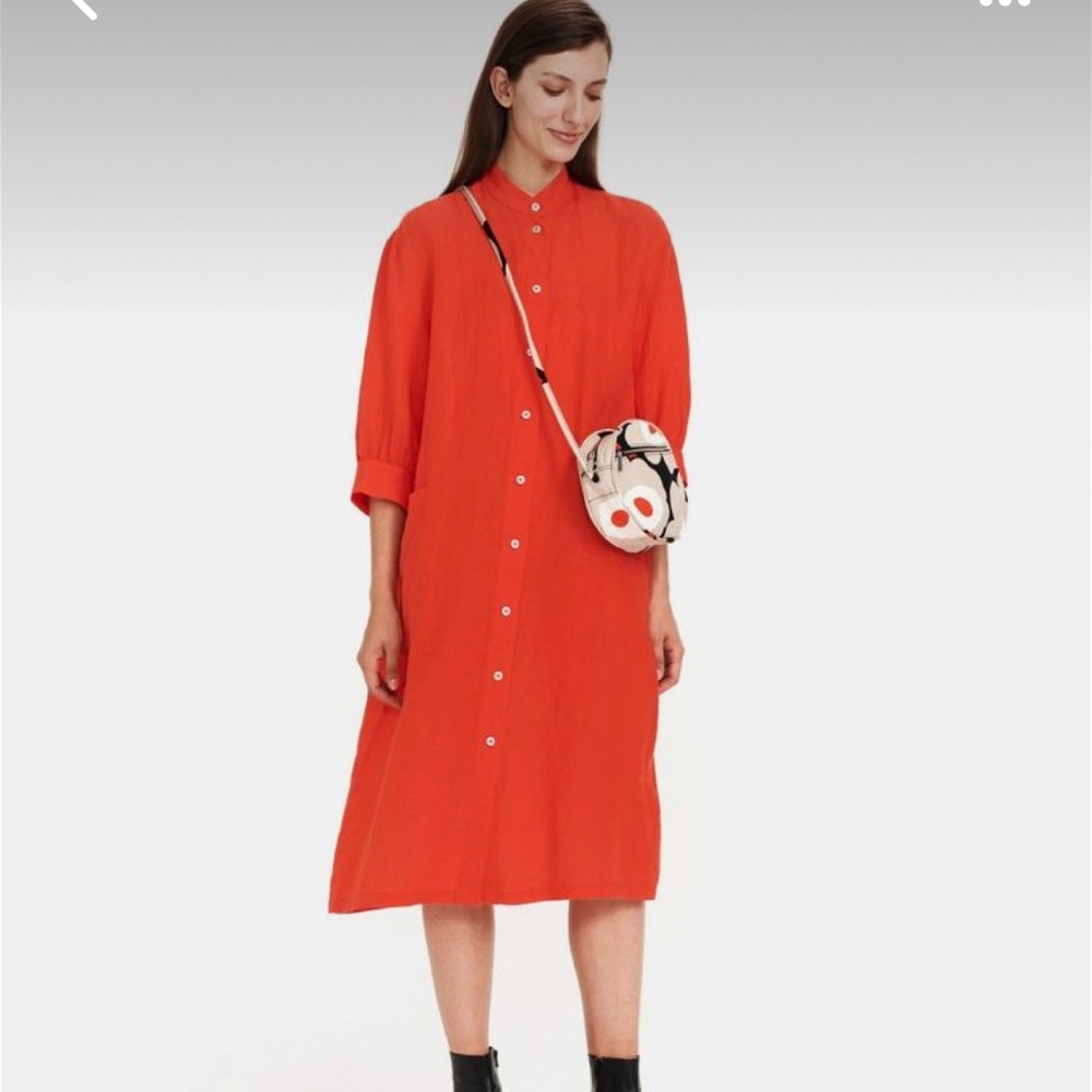 Marimekko Tulkinta Solid Linen Dress Tunic NWT Large L XL 44 46